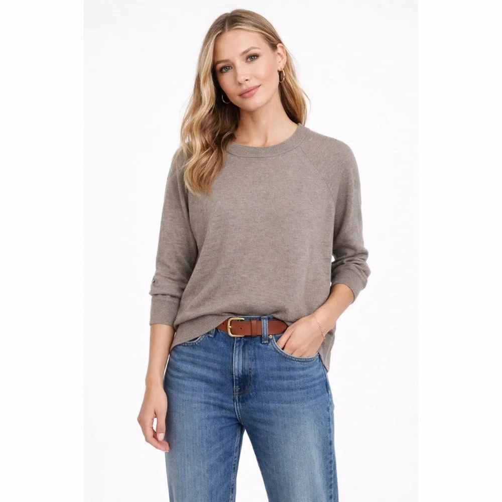 J. Crew Merino Wool Boxy Sweater - Mushroom